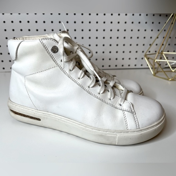 Birkenstock Bend Mid Natural Leather White Mid Top Sneaker EU 38 US 7-7.5 - Picture 1 of 16